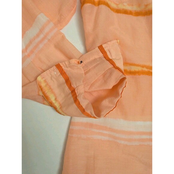 JCP Wmn Sz M Orange Silk Blend Button Up Preppy Coastal Ethereal Grandma - Picture 8 of 9